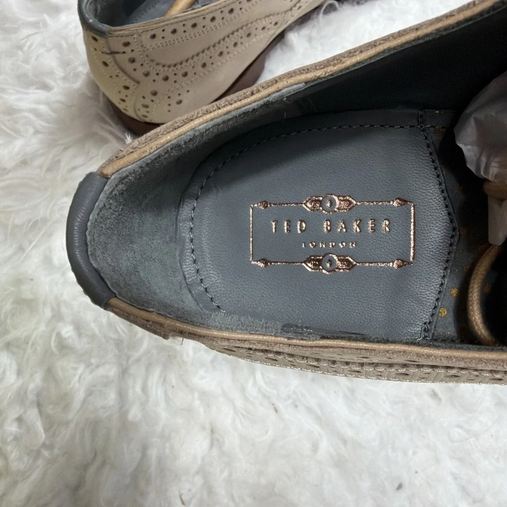 TED BAKER LONDON Brogue Derby Oxford Dress Shoes In Sand Tan Nubuck Suede Men 10